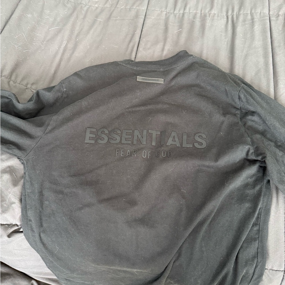 Fear of God ESSENTIALS Black Embossed Logo Sweatshirt